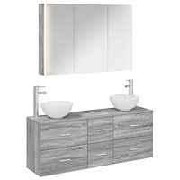 vidaXL Badrumsmöbelset 4 pcs Grå Sonoma Konstruerat trä och glas