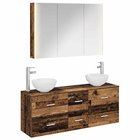 vidaXL Badrumsmöbelset 4 pcs Gammalt trä Konstruerat trä och glas