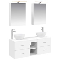 vidaXL Badrumsmöbelset 5 pcs Vit Konstruerat trä och glas