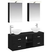 vidaXL Badrumsmöbelset 5 pcs Svart ek Konstruerat trä och glas