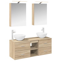 vidaXL Badrumsmöbelset 5 pcs Sonoma-ek Konstruerat trä och glas