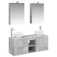 vidaXL Badrumsmöbelset 5 pcs Betonggrå Konstruerat trä och glas