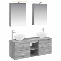 vidaXL Badrumsmöbelset 5 pcs Grå Sonoma Konstruerat trä och glas