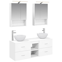 vidaXL Badrumsmöbelset 5 pcs Vit Konstruerat trä och glas