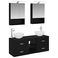 vidaXL Badrumsmöbelset 5 pcs Svart ek Konstruerat trä och glas