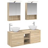 vidaXL Badrumsmöbelset 5 pcs Sonoma-ek Konstruerat trä och glas