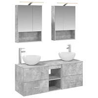 vidaXL Badrumsmöbelset 5 pcs Betonggrå Konstruerat trä och glas