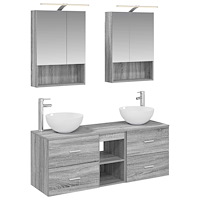 vidaXL Badrumsmöbelset 5 pcs Grå Sonoma Konstruerat trä och glas