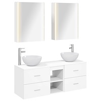 vidaXL Badrumsmöbelset 5 pcs Vit Konstruerat trä och glas