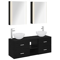 vidaXL Badrumsmöbelset 5 pcs Svart ek Konstruerat trä och glas