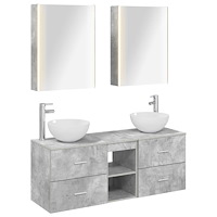 vidaXL Badrumsmöbelset 5 pcs Betonggrå Konstruerat trä och glas