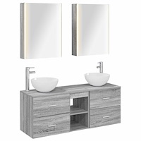 vidaXL Badrumsmöbelset 5 pcs Grå Sonoma Konstruerat trä och glas