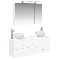 vidaXL Badrumsmöbelset 4 pcs Vit Konstruerat trä och glas