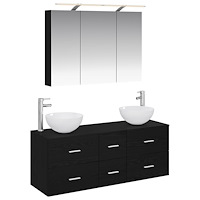 vidaXL Badrumsmöbelset 4 pcs Svart ek Konstruerat trä och glas