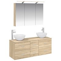 vidaXL Badrumsmöbelset 4 pcs Sonoma-ek Konstruerat trä och glas