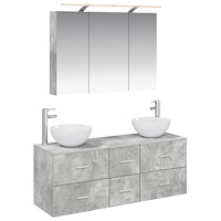 vidaXL Badrumsmöbelset 4 pcs Betonggrå Konstruerat trä och glas