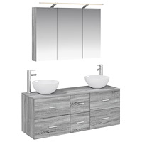 vidaXL Badrumsmöbelset 4 pcs Grå Sonoma Konstruerat trä och glas