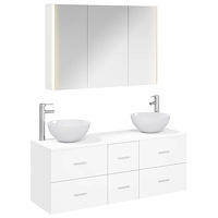 vidaXL Badrumsmöbelset 4 pcs Vit Konstruerat trä och glas