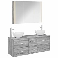 vidaXL Badrumsmöbelset 4 pcs Grå Sonoma Konstruerat trä och glas