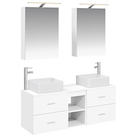 vidaXL Badrumsmöbelset 5 pcs Vit Konstruerat trä och glas