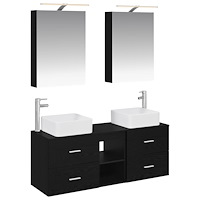 vidaXL Badrumsmöbelset 5 pcs Svart ek Konstruerat trä och glas