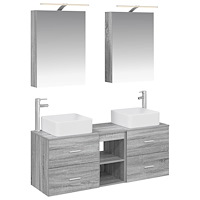 vidaXL Badrumsmöbelset 5 pcs Grå Sonoma Konstruerat trä och glas