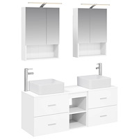 vidaXL Badrumsmöbelset 5 pcs Vit Konstruerat trä och glas
