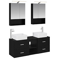 vidaXL Badrumsmöbelset 5 pcs Svart ek Konstruerat trä och glas