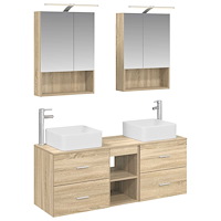 vidaXL Badrumsmöbelset 5 pcs Sonoma-ek Konstruerat trä och glas