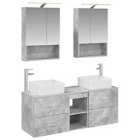 vidaXL Badrumsmöbelset 5 pcs Betonggrå Konstruerat trä och glas