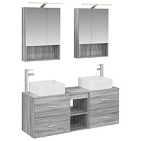 vidaXL Badrumsmöbelset 5 pcs Grå Sonoma Konstruerat trä och glas