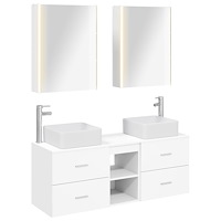 vidaXL Badrumsmöbelset 5 pcs Vit Konstruerat trä och glas
