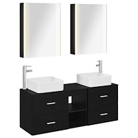 vidaXL Badrumsmöbelset 5 pcs Svart ek Konstruerat trä och glas
