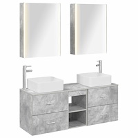 vidaXL Badrumsmöbelset 5 pcs Betonggrå Konstruerat trä och glas