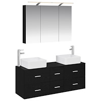 vidaXL Badrumsmöbelset 4 pcs Svart ek Konstruerat trä och glas