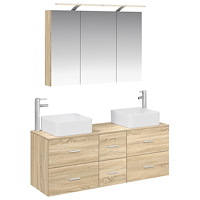 vidaXL Badrumsmöbelset 4 pcs Sonoma-ek Konstruerat trä och glas