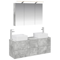 vidaXL Badrumsmöbelset 4 pcs Betonggrå Konstruerat trä och glas
