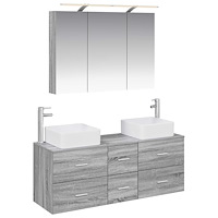 vidaXL Badrumsmöbelset 4 pcs Grå Sonoma Konstruerat trä och glas