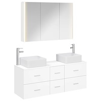 vidaXL Badrumsmöbelset 4 pcs Vit Konstruerat trä och glas