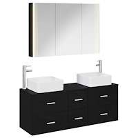 vidaXL Badrumsmöbelset 4 pcs Svart ek Konstruerat trä och glas