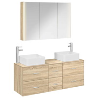 vidaXL Badrumsmöbelset 4 pcs Sonoma-ek Konstruerat trä och glas
