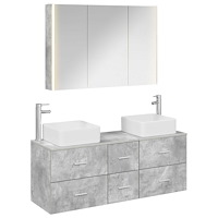 vidaXL Badrumsmöbelset 4 pcs Betonggrå Konstruerat trä och glas