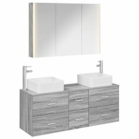 vidaXL Badrumsmöbelset 4 pcs Grå Sonoma Konstruerat trä och glas