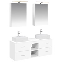 vidaXL Badrumsmöbelset 5 pcs Vit Konstruerat trä och glas