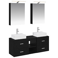 vidaXL Badrumsmöbelset 5 pcs Svart ek Konstruerat trä och glas