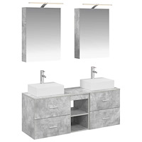 vidaXL Badrumsmöbelset 5 pcs Betonggrå Konstruerat trä och glas