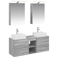 vidaXL Badrumsmöbelset 5 pcs Grå Sonoma Konstruerat trä och glas
