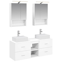 vidaXL Badrumsmöbelset 5 pcs Vit Konstruerat trä och glas