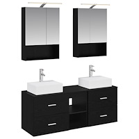 vidaXL Badrumsmöbelset 5 pcs Svart ek Konstruerat trä och glas