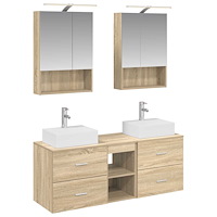 vidaXL Badrumsmöbelset 5 pcs Sonoma-ek Konstruerat trä och glas